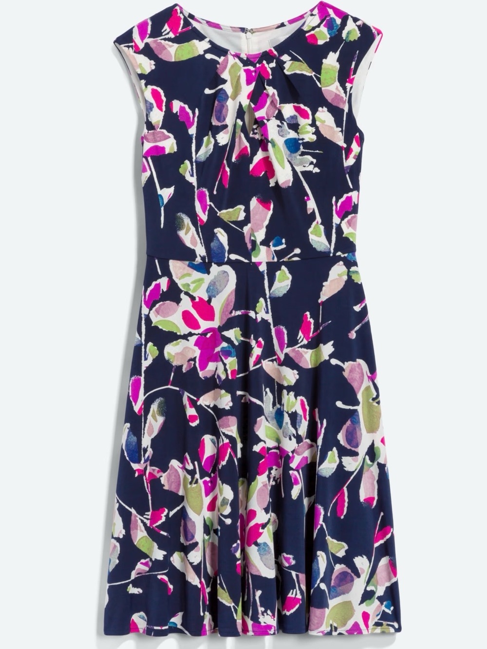 Maggy London Navy Floral Fit-and-Flare Jersey Dress - Picture 3 of 4